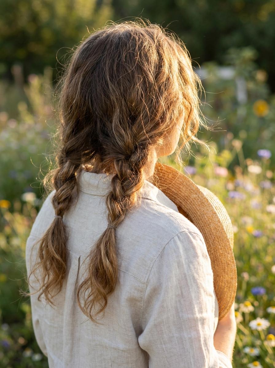 Zwei lockere Sommerzöpfe - Sommerfrisur für lange Haare